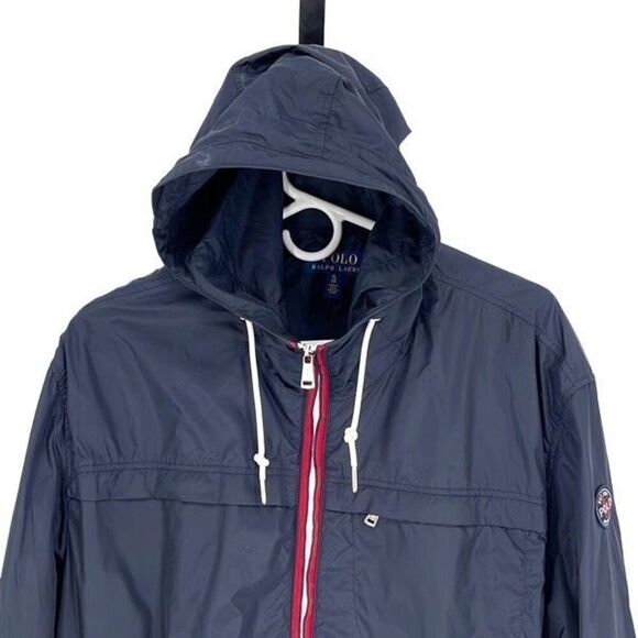 Polo Ralph Lauren Mens Drawstring Hood Packable Anorak Jacket Navy Blue Sz XL - Picture 3 of 11